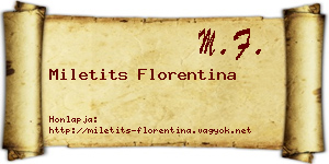 Miletits Florentina névjegykártya